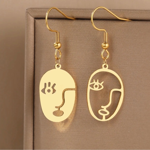 Abstract face earrings - Picture 2 of 4